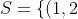 S = \{(1,2),(2,4),(1,1)\}